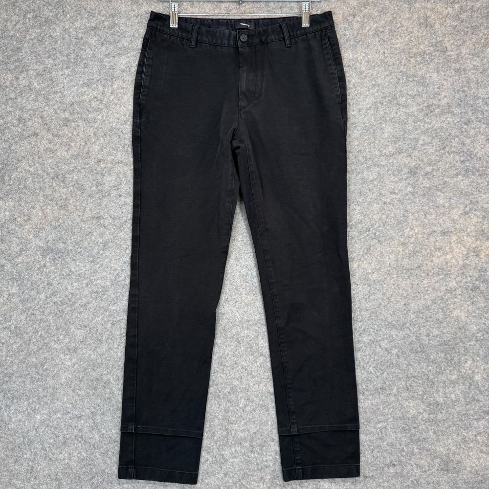 Theory‎ Chino Pants Mens 31 Turned Up Cuff Twill Black Slim Straight 31x29